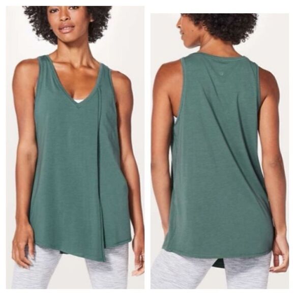 LULULEMON KNOT A PROBLEM TANK TOP TIE FRONT GRAPHITE GREEN - Picture 1 of 11
